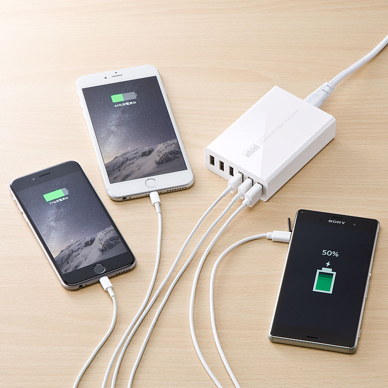 最大6台同時充電可能!機器にあわせて急速充電できるかしこいUSB充電器を12月11日発売|サンワサプライ株式会社のプレスリリース
