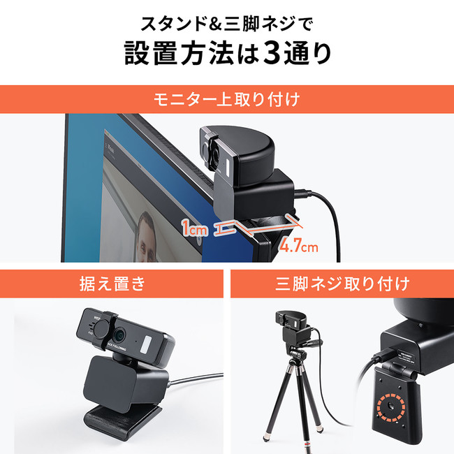 webカメラ 易しい ウェブカメラ HD1080P 200万画素 6層光学三脚取付可能