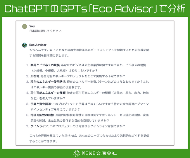 ChatGPTのGPTs「Eco Advisor」