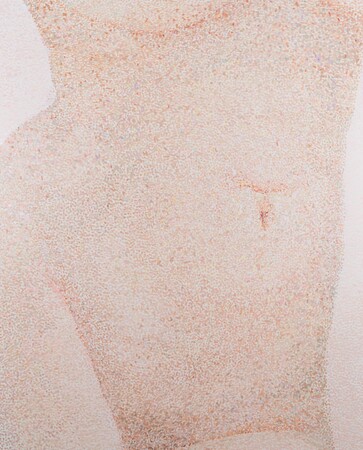 「身体の穴を穴だらけに描くシリーズより」（2023年） 1620×1303mm 油彩、コットン