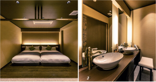 ベッドには、体圧分散、弾力、通気性などにすぐれる高級マットレスブランド「シモンズ」を採用。洗面台は横並びで使える嬉しい２台♪