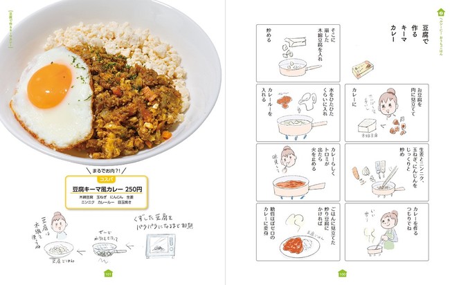 草野かおる『激せまキッチンで時短！簡単！ムダなしごはん』（ぴあ）中面