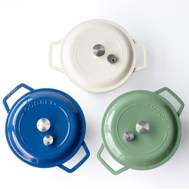 日本公式 1個で4役。鋳造鍋の常識を覆す、蒸気を調整できるホーロー鍋　リロコ 調理器具