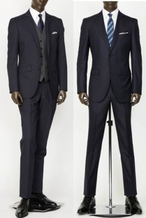 左）リバーシブル3ピーススーツ　　右）2パンツスーツ