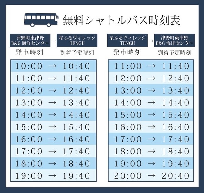 無料シャトルバス時刻表