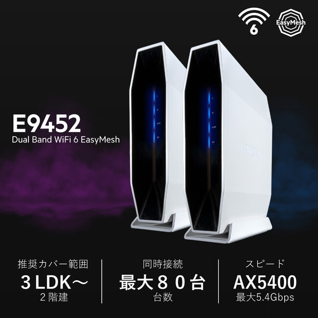 Linksys】WiFi 6 EasyMesh対応ルーター E9452 アマゾン限定バンドル