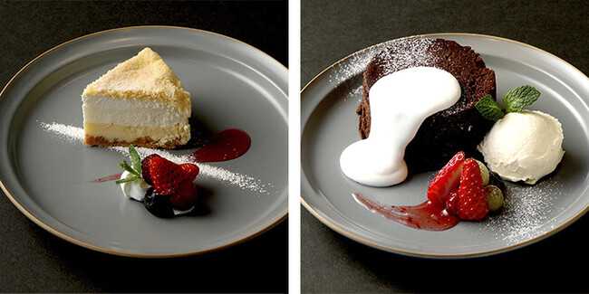 【イートインでの提供】5層のくちどけチーズケーキ (左)とろ~り濃厚フォンダンショコラ(右) 【イートインでの提供】5層のくちどけチーズケーキ (左)とろ~り濃厚フォンダンショコラ(右)