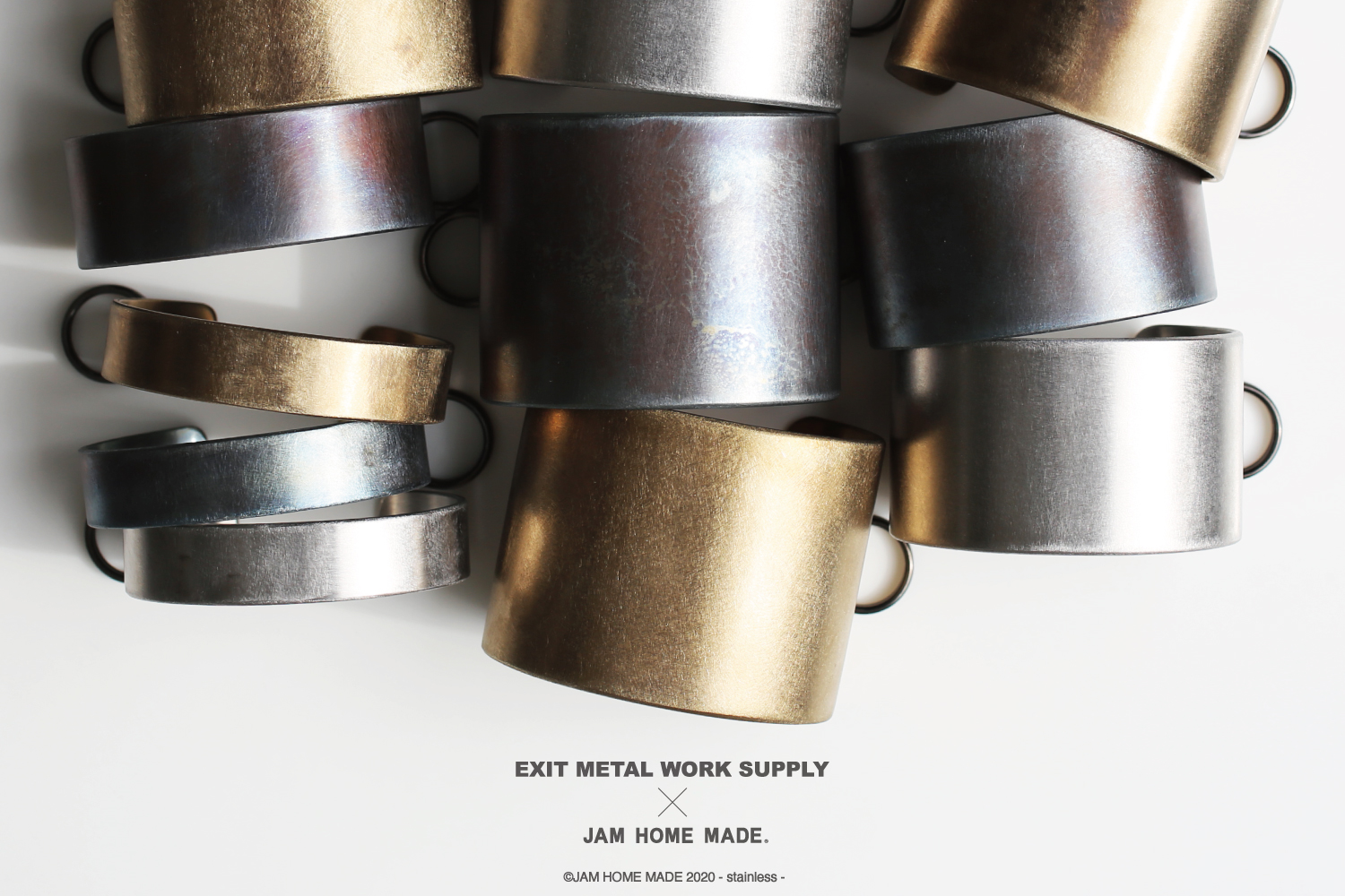 素材の特性を生かしたアンティークな光沢と色みのバングル『EXIT METAL WORK SUPPLY×JAM HOME MADE』2020年2月22日(土)より予約開始