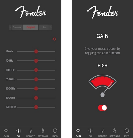 Fender「TOUR」専用アプリは無料ダウンロードできます（Google Play、APP Store）