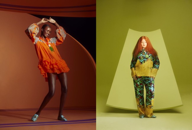 H&M レディース 「Iris Apfel x H&M」コレクション フラウンスヘムチュニック￥9,999 デタッチャブルブローチネックレス￥12,999 オーバーサイズシャツ￥9,999 パターンパンツ￥9,999