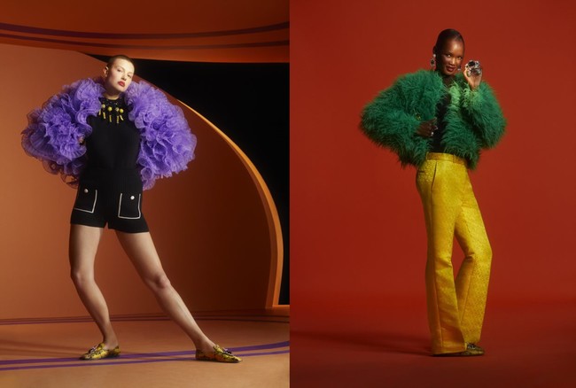 H&M レディース 「Iris Apfel x H&M」コレクション フリルジャケット￥34,999 リブニットショートパンツ￥2,999 フェイクファークロップドジャケット￥12,999 ジャカードパンツ￥9,999 