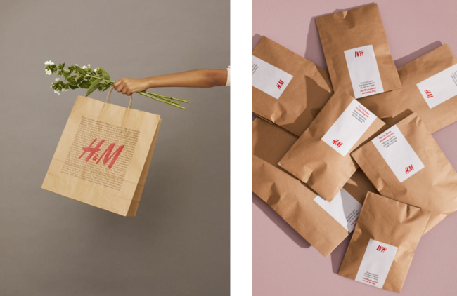 H&M、ショッピングバッグなど包装・パッケージを紙製に