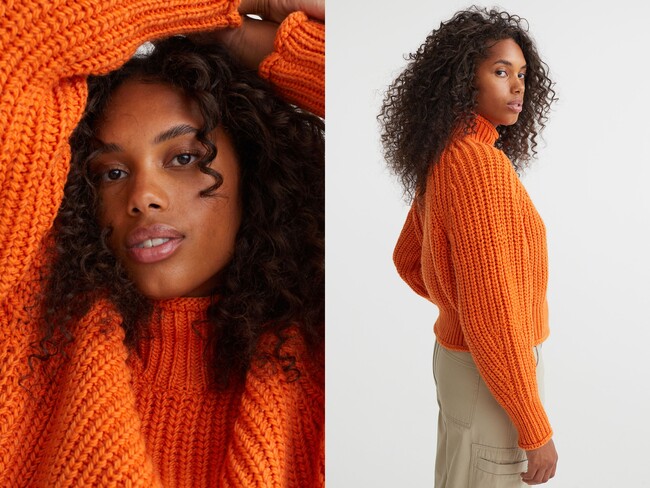 H&Mレディース最新秋冬アイテム チャンキーニットセーター¥2,999(オレンジ) H&Mレディース最新秋冬アイテム チャンキーニットセーター¥2,999(オレンジ)