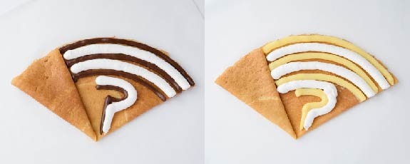 (左から)チョコ生クリーム、カスタード生クリーム (左から)チョコ生クリーム、カスタード生クリーム