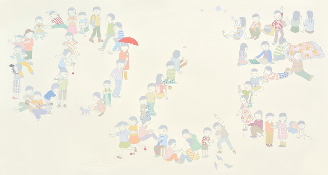 藤永結「のんき」2016年作、42x80cm、紙にアクリル絵の具