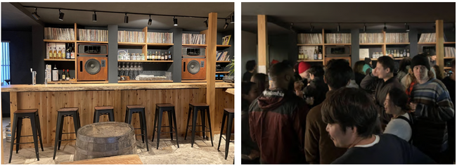 （左）遊休不動産を改築したミュージックバー「GURUGURU」（右）賑わう店内の様子