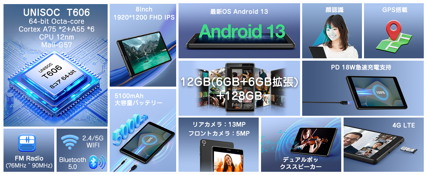 UAUU(ユアユー) T30pro初登場Android 13 8インチタブレット1920