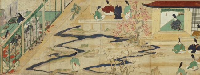国宝『北野天神縁起絵巻 承久本』に描かれた「紅梅殿別離の庭」