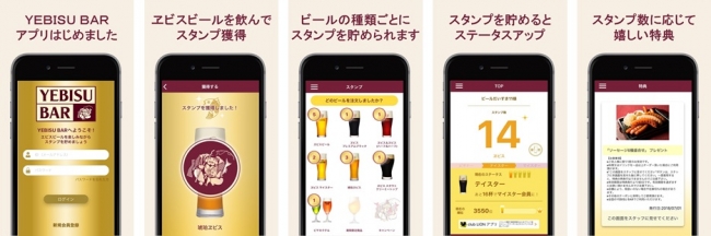 図２：「YEBISU BARアプリ」の画面イメージ