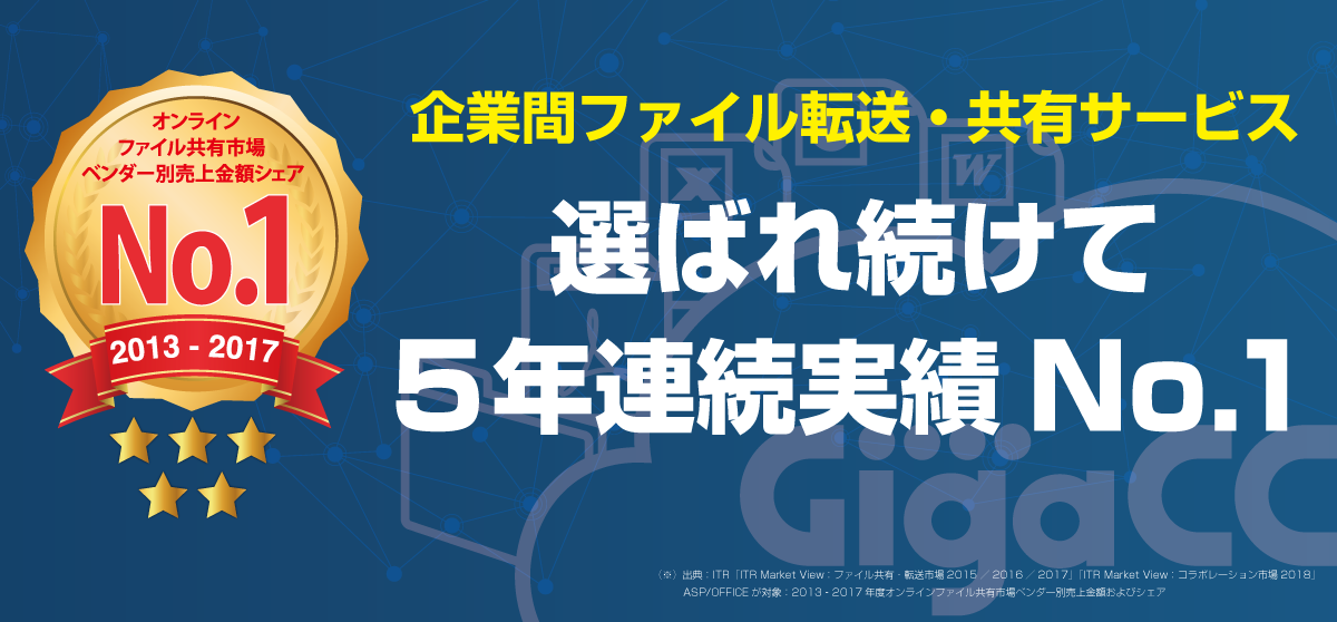 企業間ファイル転送 共有サービスgigacc Asp Office 5年連続売上 シェア実績no 1に 日本ワムネット株式会社のプレスリリース