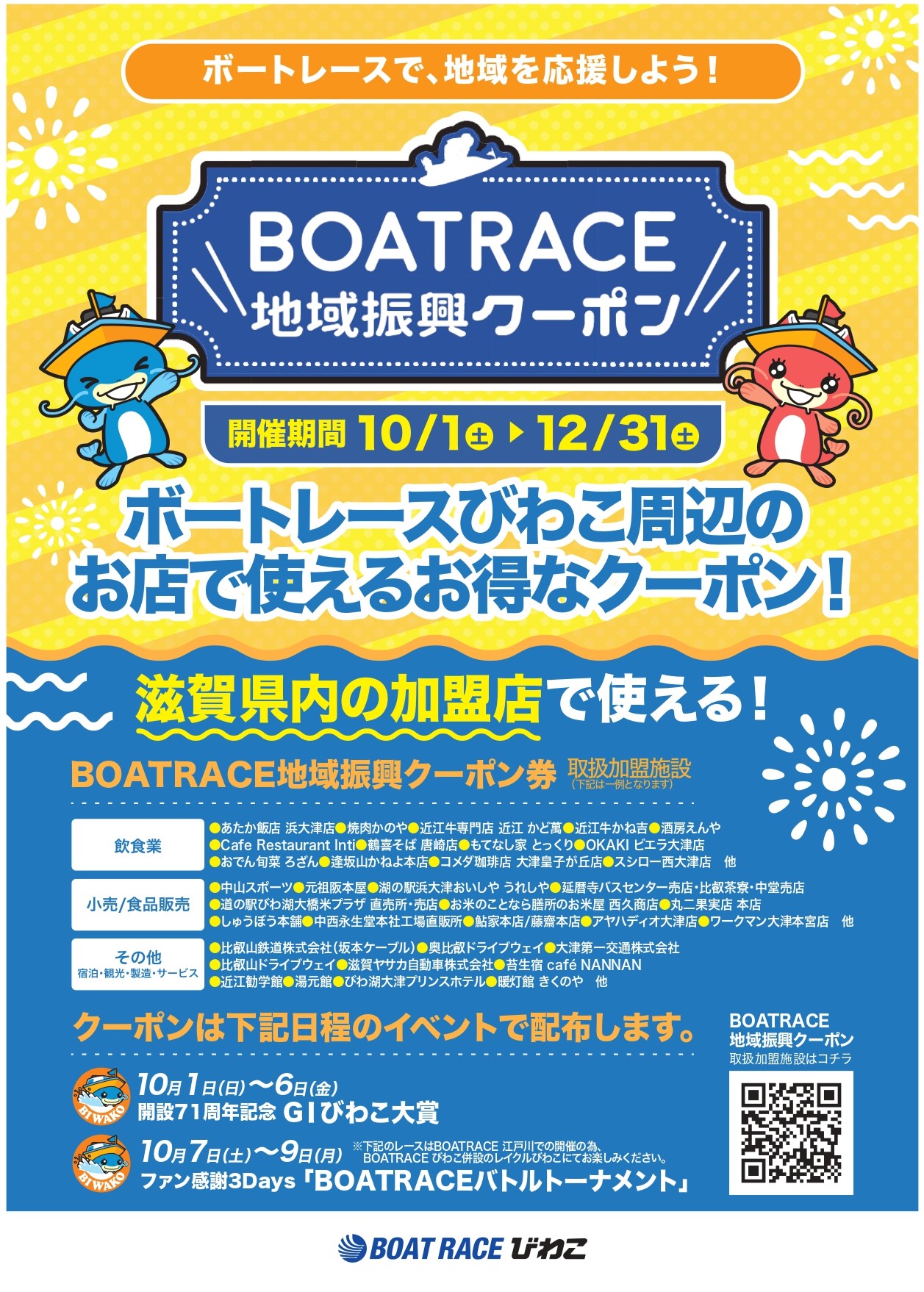 ボートレースびわこ BOATRACE 地域振興クーポンを抽選で配布