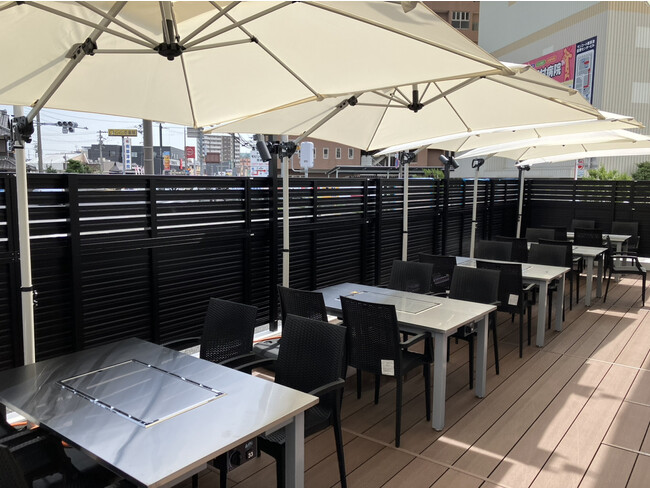 お好み焼チェーン店ではおそらく日本初のテラス席 お好み焼チェーン店ではおそらく日本初のテラス席