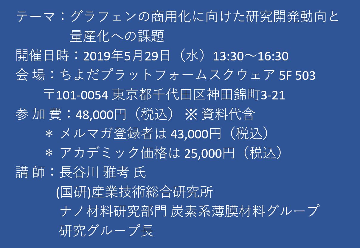セミナーご案内 グラフェンの商用化に向けた研究開発動向と量産化への課題 5月29日 水 開催 主催 株 シーエムシー リサーチ Cmcリサーチのプレスリリース