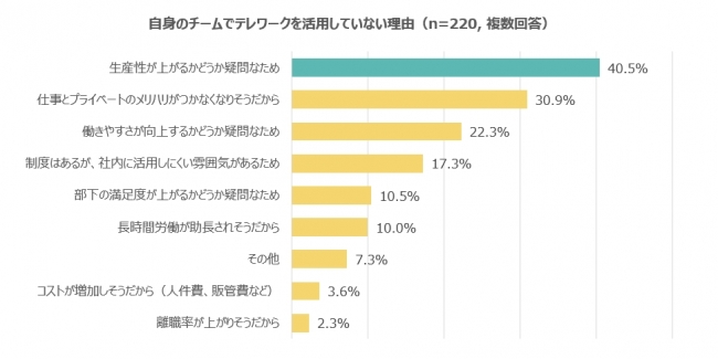 自身のチームでテレワークを活用していない理由