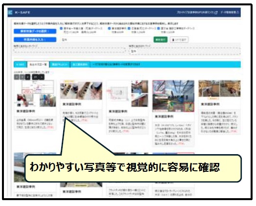 社内の災害発生状況写真を検索