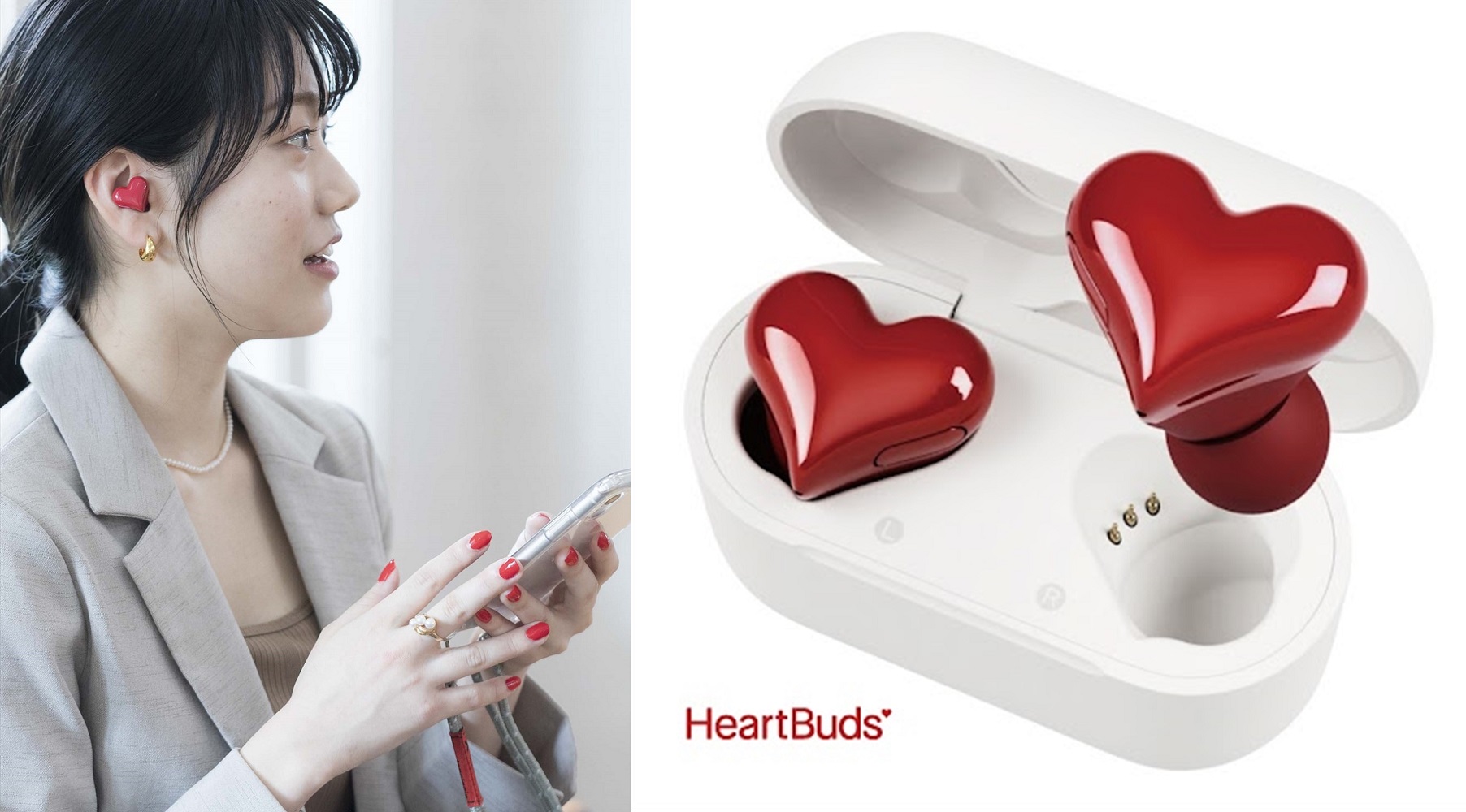 HeartBuds ワイヤレスイヤホン ピンクheartbuds ハートバッズ - オーディオ機器
