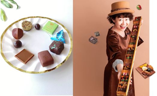 左：試食予定のチョコレート　　右：フェリシモ チョコレート バイヤーみり