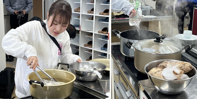 神戸学院大学「防災女子」の料理の様子