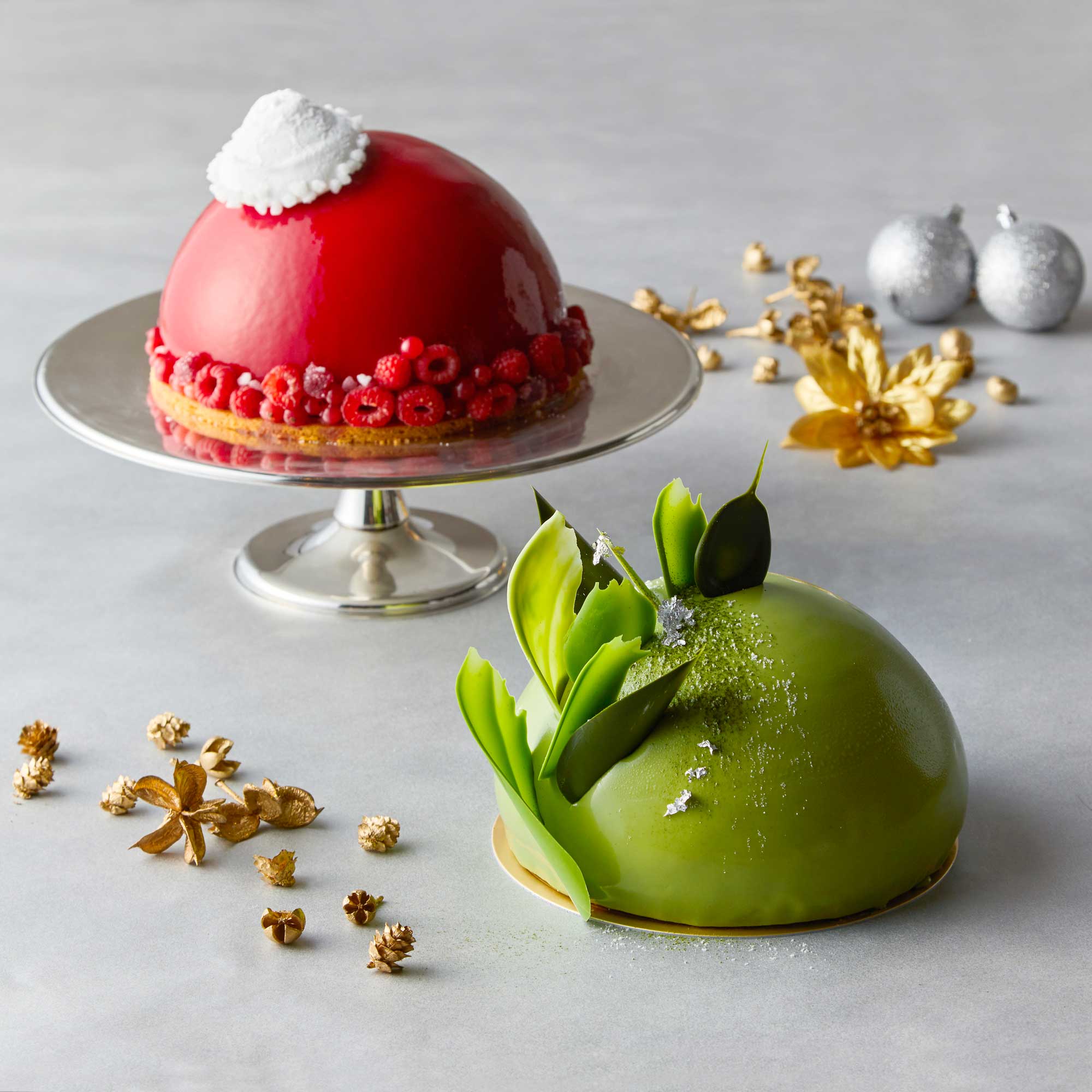 クリスマスレッドと抹茶グリーンのムースドームでパーティを華やかに ハイアット リージェンシー 大阪のクリスマスケーキ17 ハイアット リージェンシー 大阪のプレスリリース