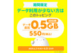 povo、新トッピング「0.5GB(30日間)550円」を8月31日まで提供