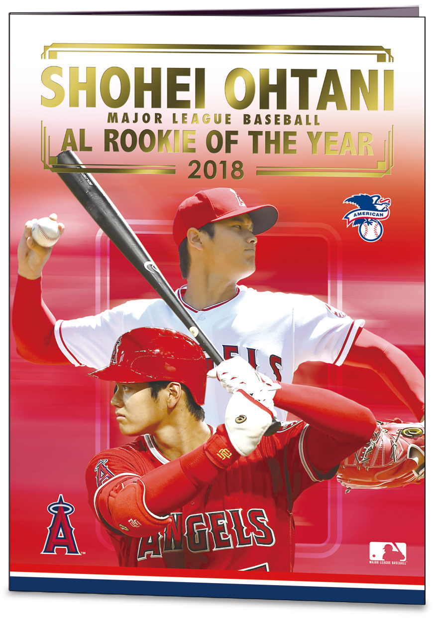 大谷翔平選手、新人王受賞記念フォト、ポスター、サイン入り写真セット