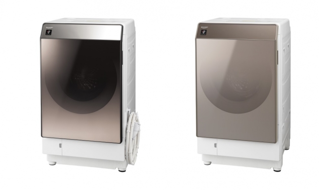 プラズマクラスター洗濯乾燥機左より、＜ES-U111-TL(ブラウン系・左開き)＞＜ES-G111-NL(ゴールド系・左開き)＞