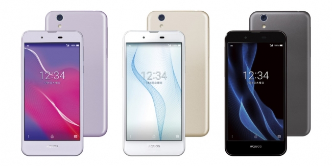 UQ mobile向け ＜AQUOS L2＞ (左から、ラベンダー、ホワイト、ブラック)