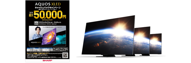 左:キャンペーンチラシ(イメージ)、右:『AQUOS XLED』<DX1ライン> 左:キャンペーンチラシ(イメージ)、右:『AQUOS XLED』<DX1ライン>