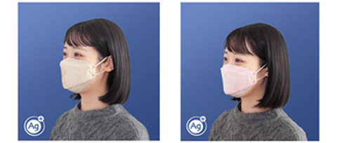 マスク着用姿 左:新色(ベージュ系)、右:新色(ピンク系) ●製品の色味は画面の見え方により、実際と異なる場合があります。 マスク着用姿 左:新色(ベージュ系)、右:新色(ピンク系) ●製品の色味は画面の見え方により、実際と異なる場合があります。