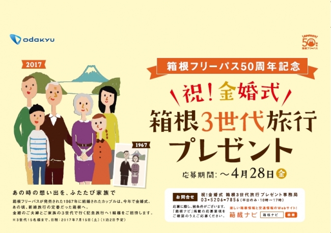 「祝！金婚式 箱根３世代旅行プレゼントキャンペーン」 ポスター（イメージ）