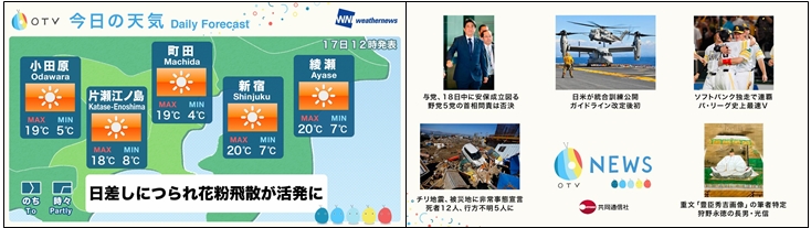 通勤車両の液晶ディスプレイ 小田急ｔｖ で天気予報とニュースの配信を開始します 小田急電鉄株式会社のプレスリリース