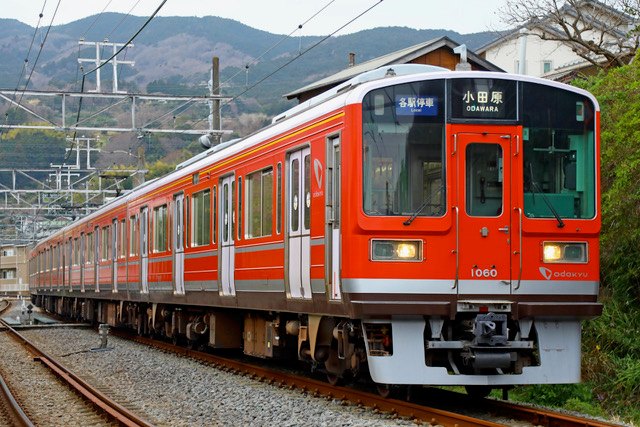 箱根登山線内を走行する「赤い1000形」