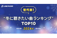 【LINE MUSIC】LINE MUSICが世代別に聞いた、冬のベストソングを発表!2024年「冬に聴きたい曲ランキングTOP10」を公開