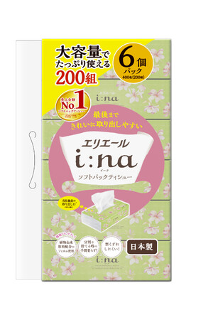 エリエール i：na（イーナ）ソフトパックティシュー　200組6個パック