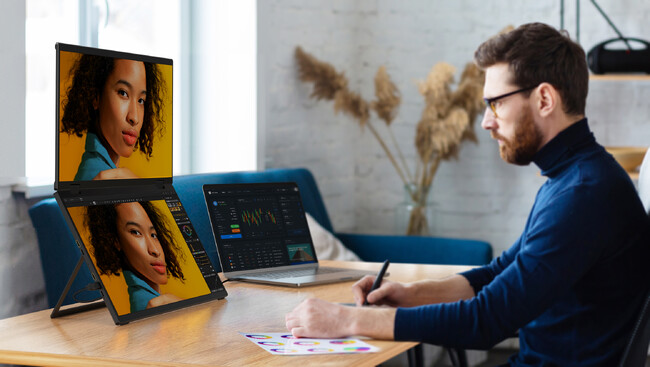日本初上陸！ノマドワーカー必見、軽量薄型デュアルモニターでどこでも