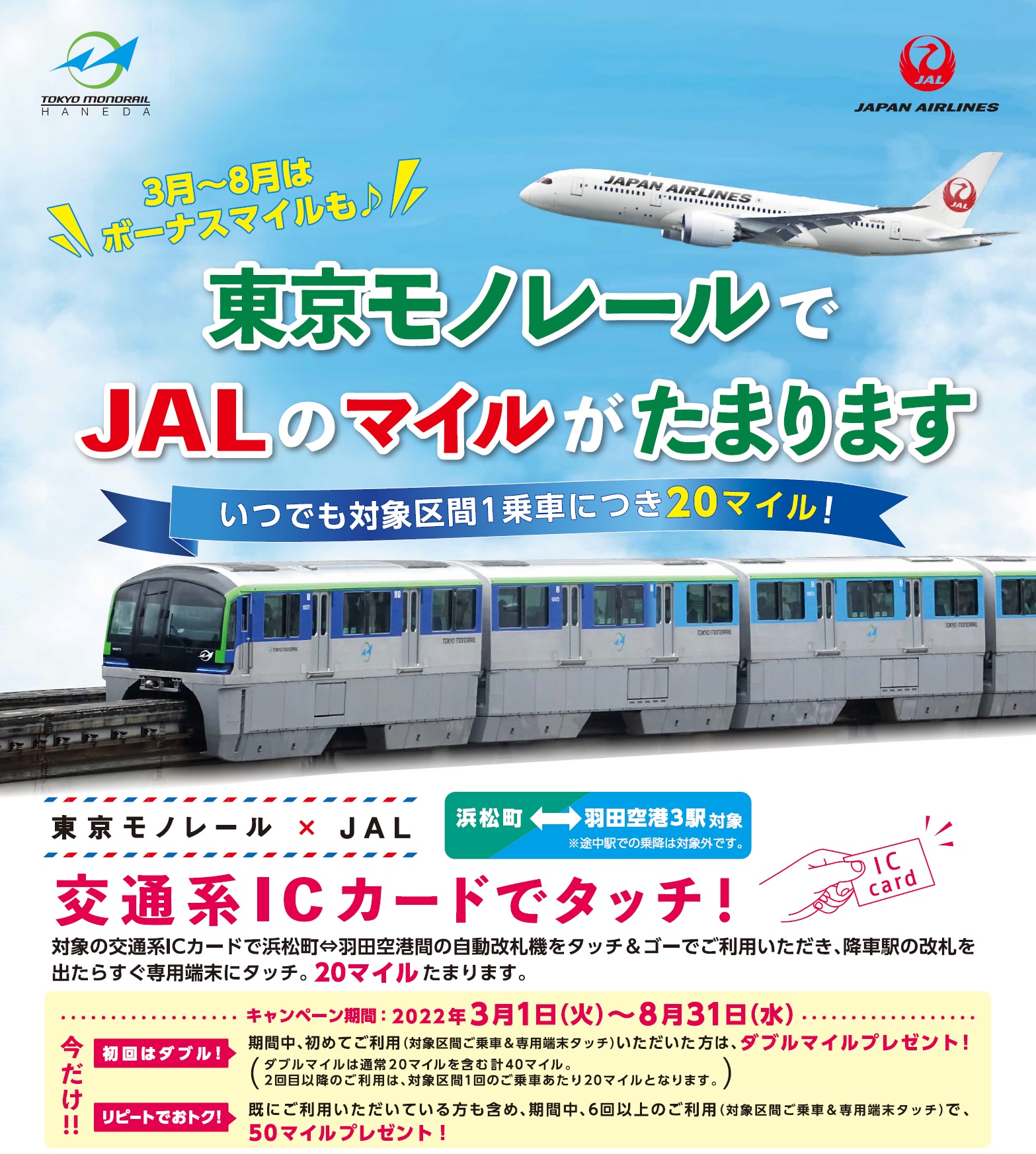 Suica 東京モノレール・ＪAＬ提携記念カード - 鉄道