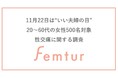 11/22は「いい夫婦の日」フェムチャー、オープンにしづらい“性交痛”のお悩み調査を実施。性交痛の原因トップは“腟の乾燥”特に60代が悩みのボリューム層であることが判明