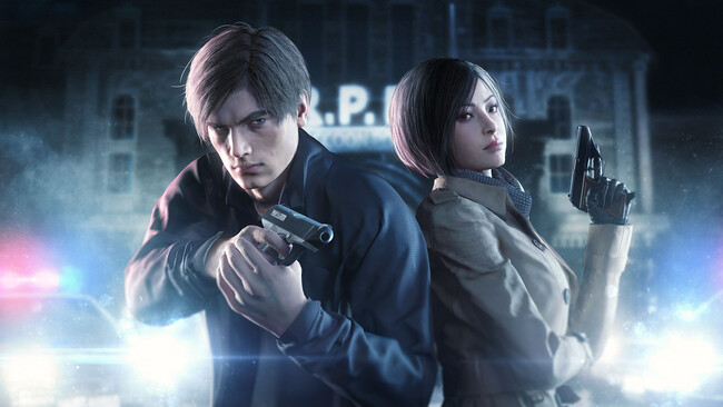 “チャレンジ”リワードの壁紙。『バイオハザード RE2』レオン編でのコンビだ。