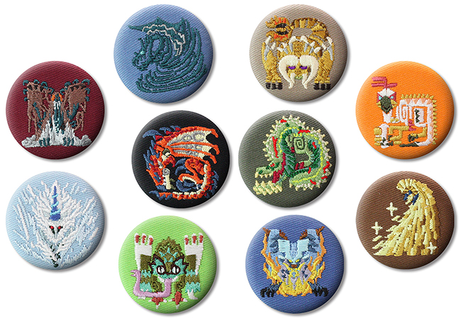 人気の高いモンスターのアイコンを刺繍で表現した缶バッジ全10種。