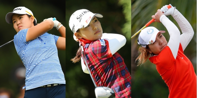 LPGA2018の出場権を懸けた戦いに挑む（左から）畑岡奈紗、横峯さくら、宮里美香。